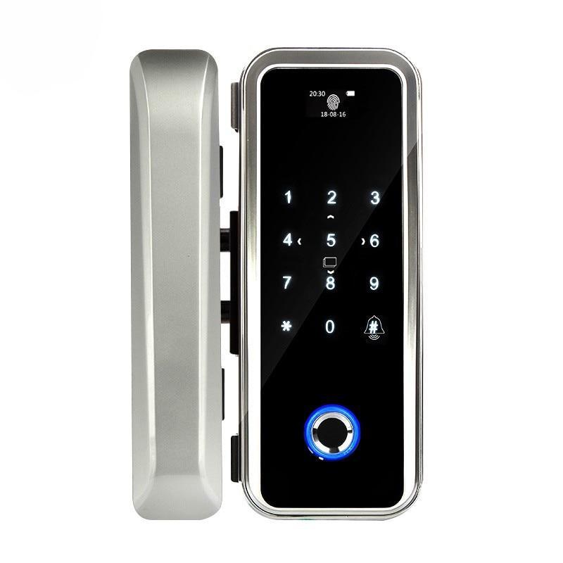 COHE Tuya APP Smart Fingerprint Biometric Card Password Number Code Lock For Home Office Frameless Frame Glass Push Sliding Door