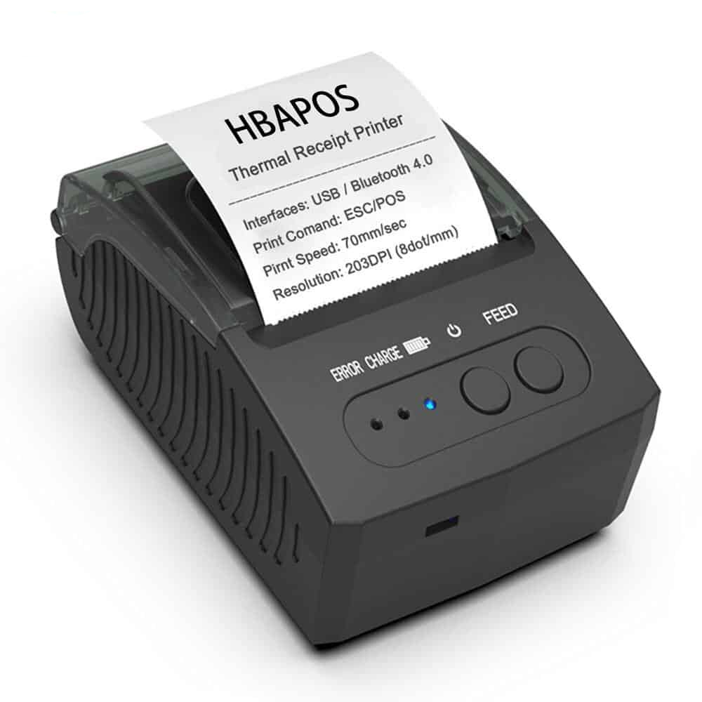 HBAPOS Thermal Receipt Printer 58mm Wireless Portable Mini Bluetooth POS Printer Compatible Android iOS Mobile Phone Windows