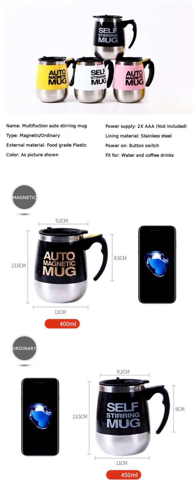 Auto Magnetic Mug Stainless Steel Self Sterring Coffee Milk Mixing Mug Automatic Electric Lazy Smart Shaker Coffee Juice Mix Cup