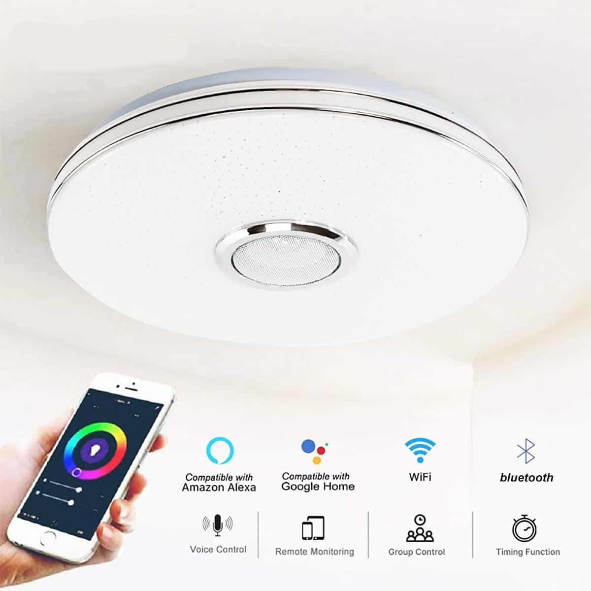 SONMEEN 36 WiFi Modern Smart LED Light Ceiling Lamp RGB+Dimmable APP bluetooth Music Home Light With Remote Control