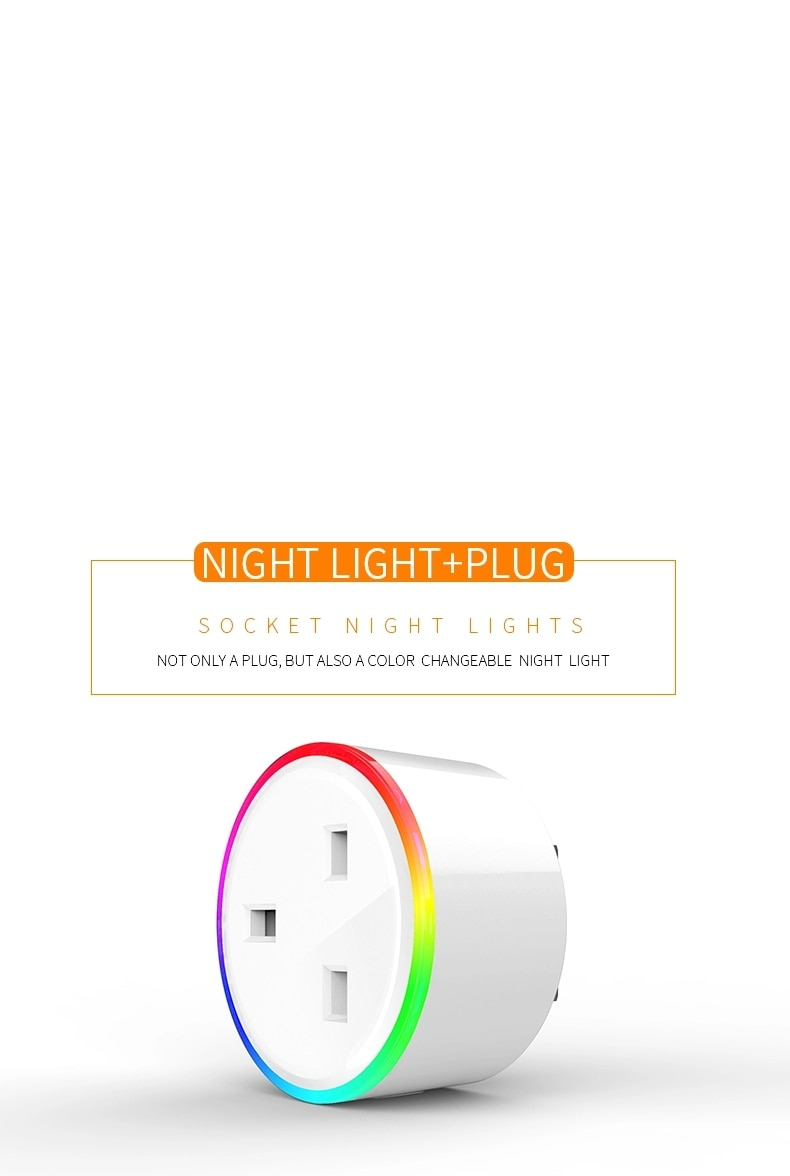 Lonsonho WiFi Smart Plug Smart Socket Tuya Smart Life App Type G UK 10A with Night Light Compatible Google Home Mini Alexa