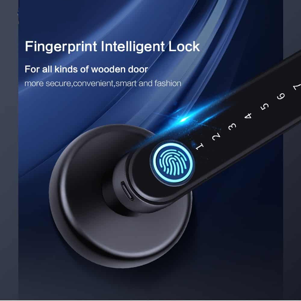 SmarDeer Bluetooth Smart lock for TTLock 4in1 Unlock via Key/Fingerprint/Code/App Biometrics Fingerprint lock for indoor door