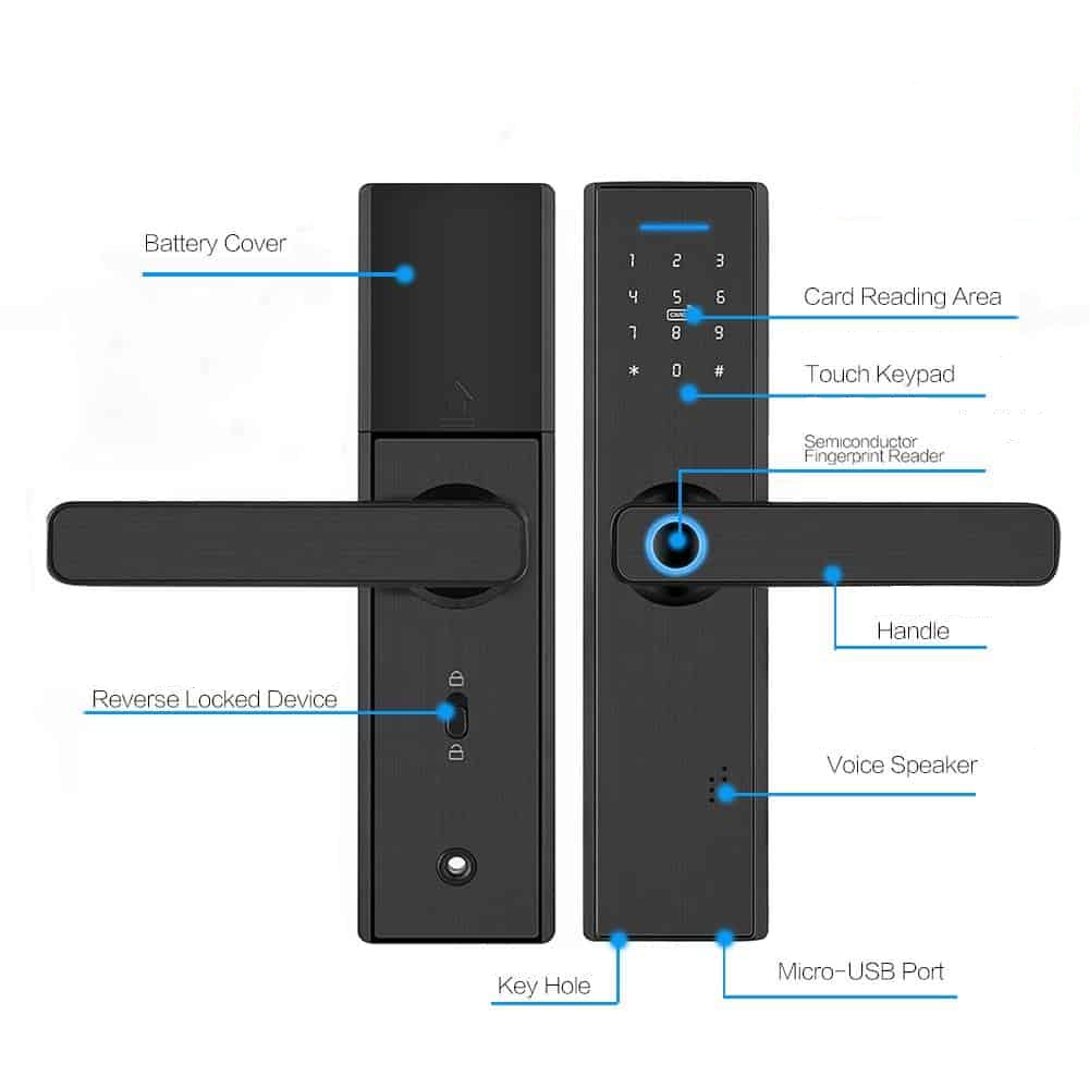 WIFI Smart Lock Electronic Door Lock With Tuya APP / Fingerprint / Smart Card / Password / Key Unlock Digital Door Lock