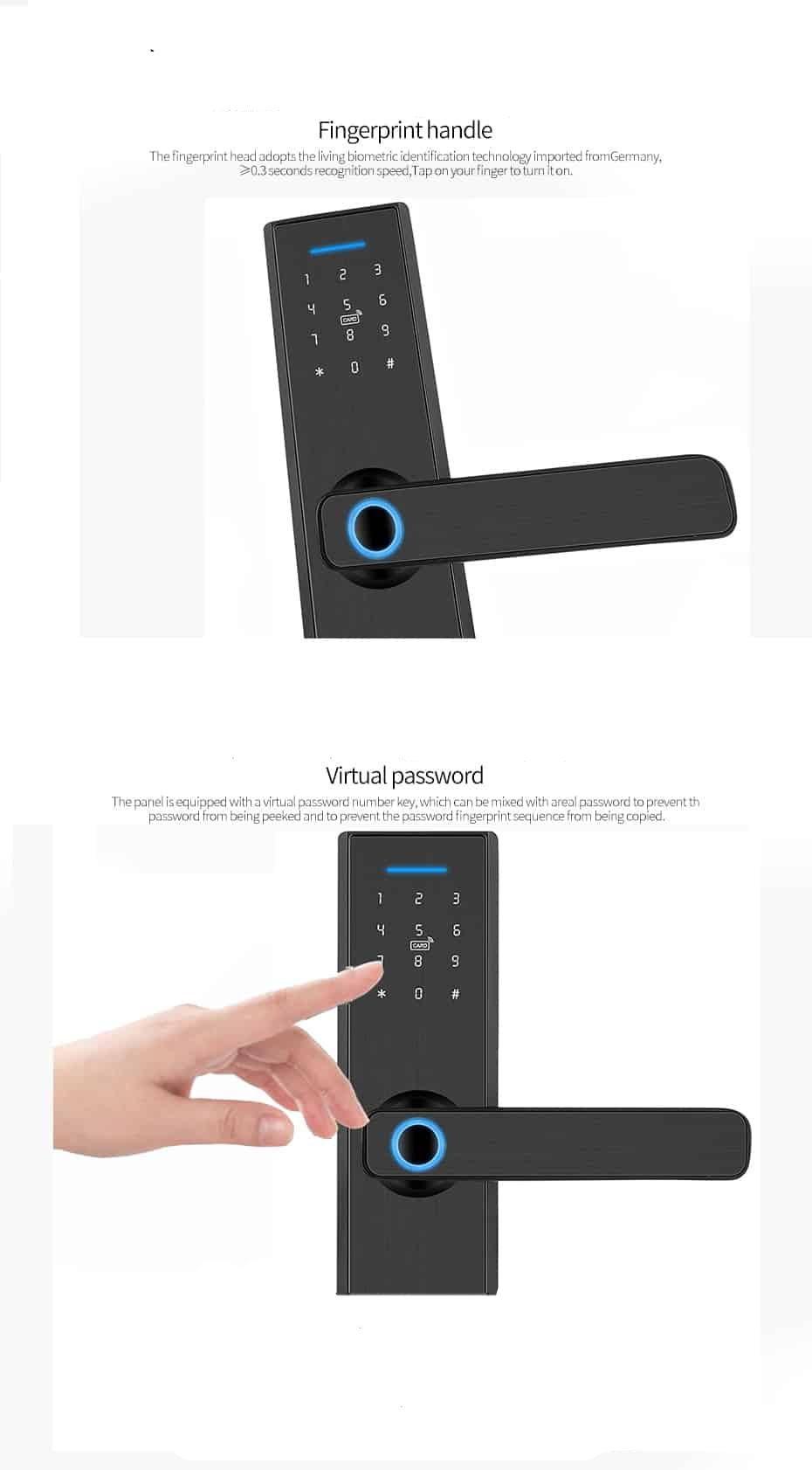 WIFI Smart Lock Electronic Door Lock With Tuya APP / Fingerprint / Smart Card / Password / Key Unlock Digital Door Lock