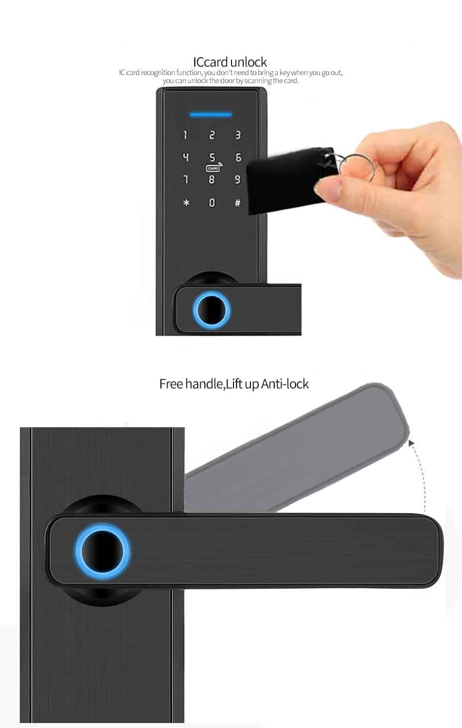 WIFI Smart Lock Electronic Door Lock With Tuya APP / Fingerprint / Smart Card / Password / Key Unlock Digital Door Lock