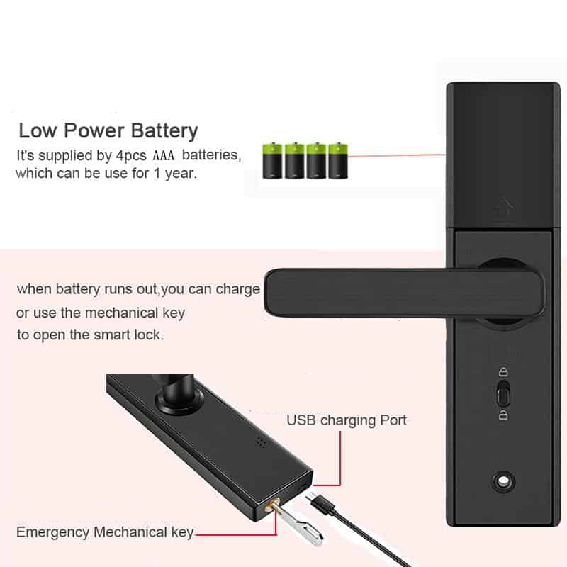 WIFI Smart Lock Electronic Door Lock With Tuya APP / Fingerprint / Smart Card / Password / Key Unlock Digital Door Lock