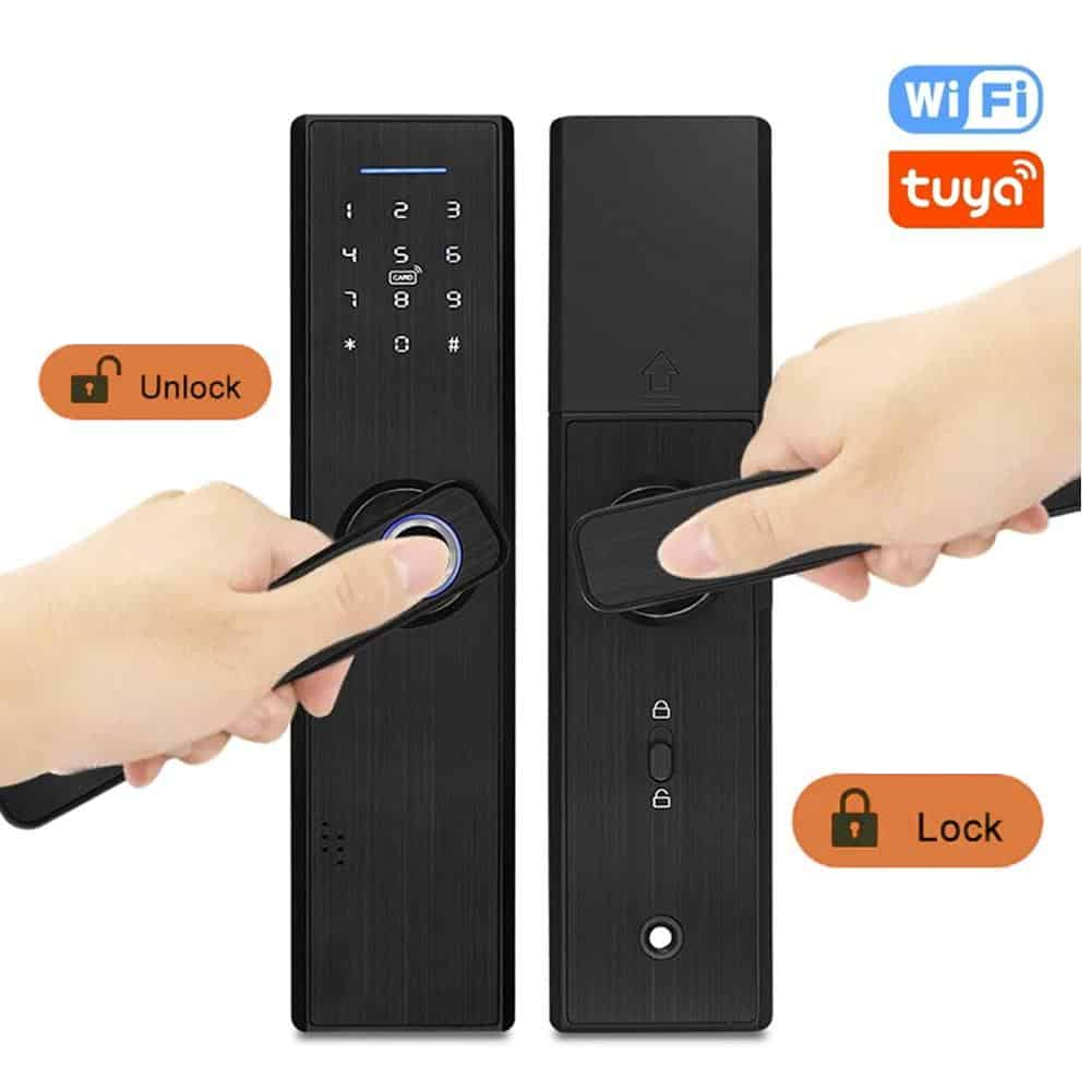 WIFI Smart Lock Electronic Door Lock With Tuya APP / Fingerprint / Smart Card / Password / Key Unlock Digital Door Lock