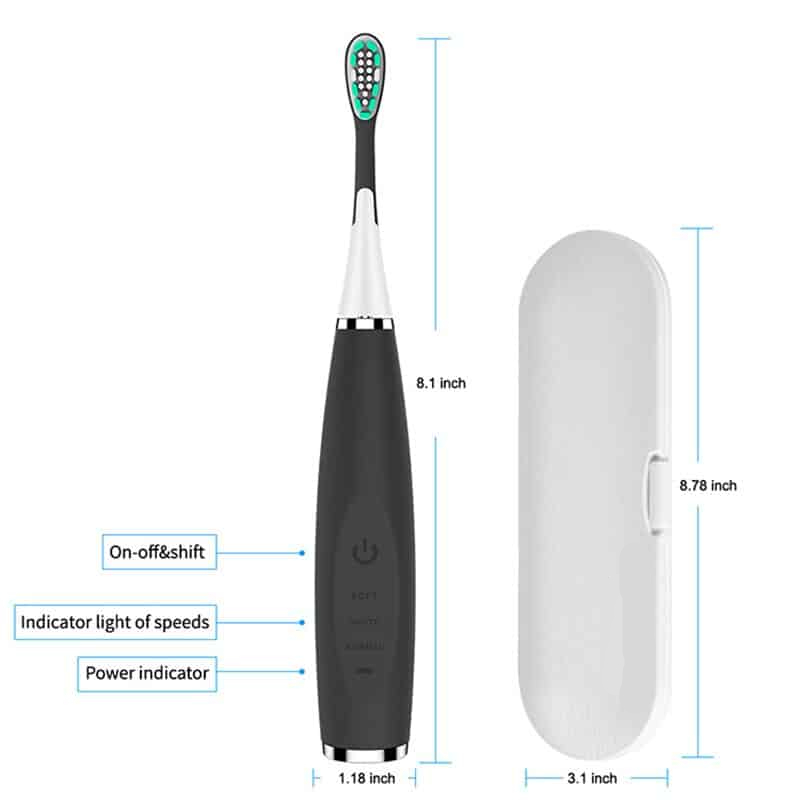 Children's electric toothbrush, student portable rechargeable smart sonic silicone soft toothbrush with USB charging