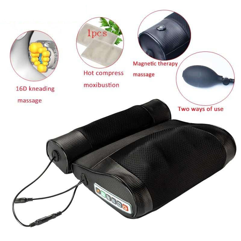 Pillow Massager Infrared Heating Electric Back Healthy Relaxation Neck Car Shiatsu Head Body Kneading Kissen Cervical Deviceshou