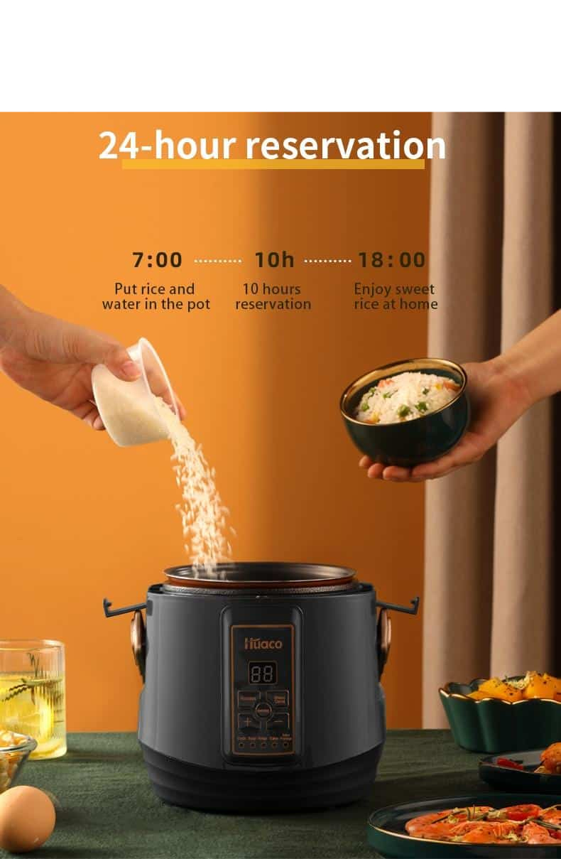 1.6L Multifunction Electric Rice Cooker 220V Household Kitchen Intelligent Cooking Appliance For 1-2 People with Portable Handle