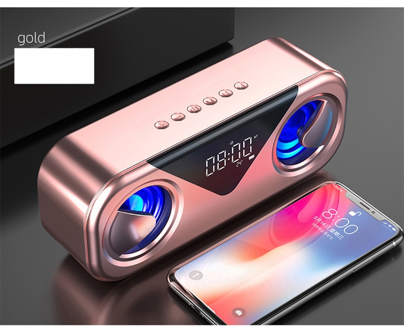 HIFI Bluetooth Speaker Portable Wireless Alarm Clock USB Sound Box Waterproof Outdoor Subwoofer 3D Stereo Sound Music Center
