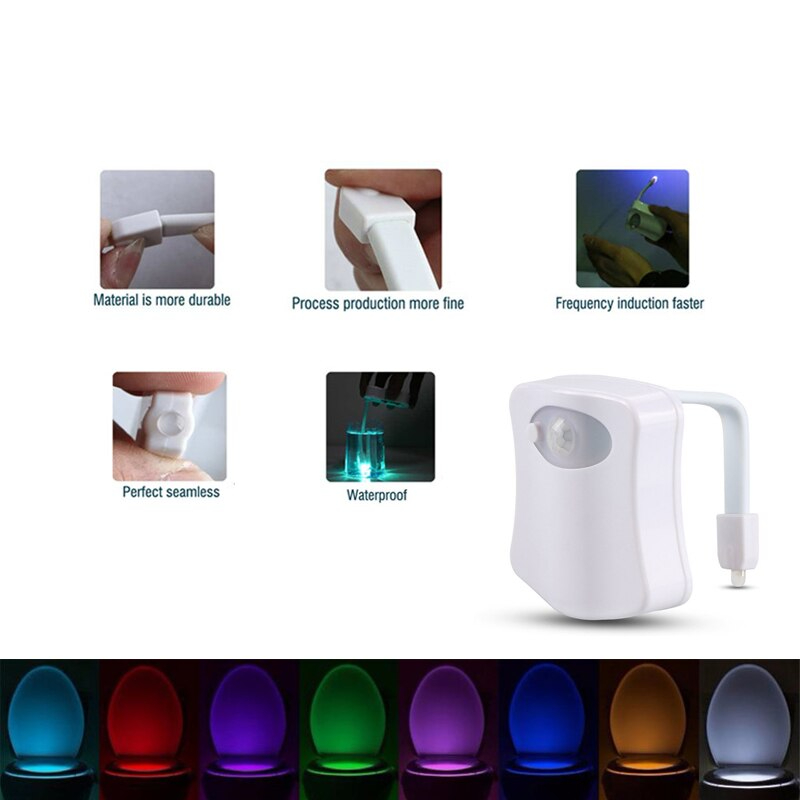Smart LED Motion Sensor Toilet Seat Night Light 8 Colors WC Toilet Light Waterproof Backlight For Toilet Bowl Luminaria Lamp