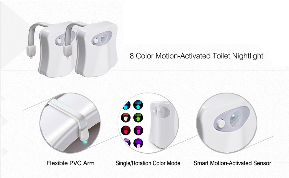 Smart PIR Motion Sensor Toilet Seat Night Light 8 Colors Waterproof Backlight LED Luminaria Lamp WC Toilet Bowl Light Decoracion