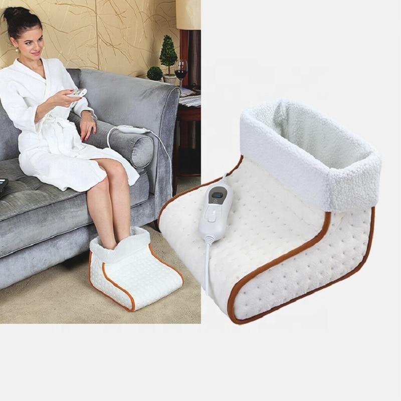 220V EU Plug 100W Portable Soft Microplush Washable Smart Heating Pad Shoes Electric Heated Thermal Foot Warmer Booties Auto Off