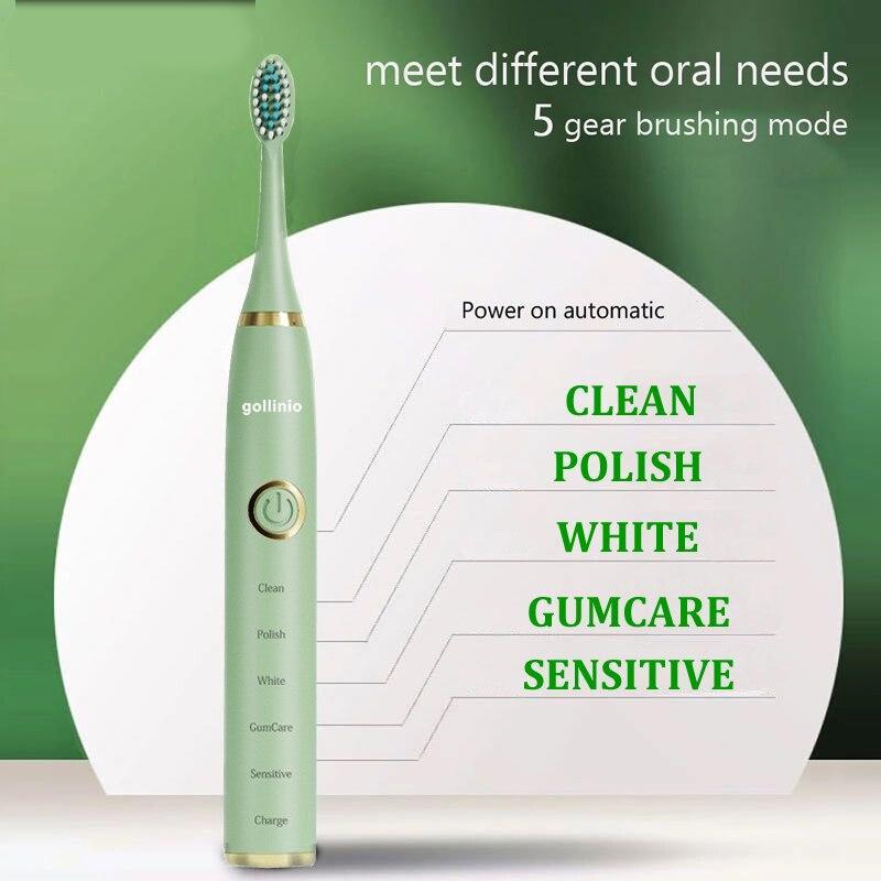 gollinio Electric Toothbrush usb fast charging GL46A electronic tooth brush Rechargeable smart Teeth Brush Replacement Head