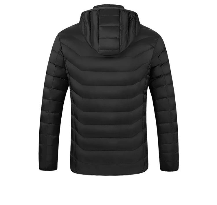 2021 NWE Men Winter Warm USB Heating Jackets Smart Thermostat Pure Color Hooded Heated Clothing Waterproof Warm Jackets