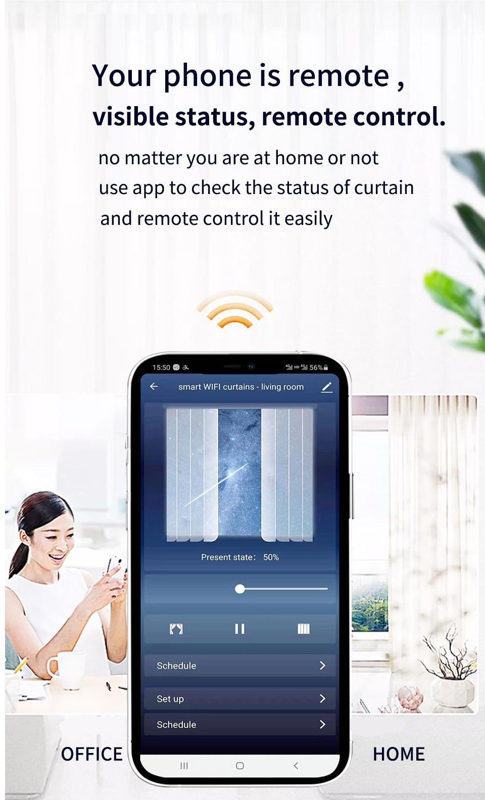 Smart wifi curtain motor tuya smart life work with alexa ,Googlehome with remote Customized Electric Curtain track smart home