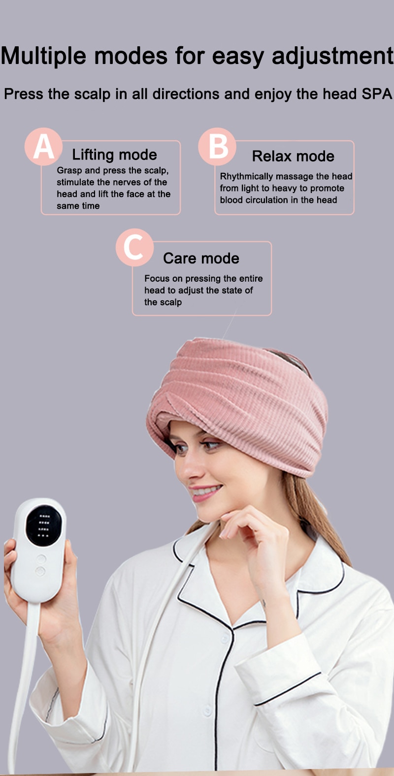 Electric Wireless Head Scalp Massager Air Compression Massage Heat Hot Compress Relieve Headache Migraine Insomnia Health Care