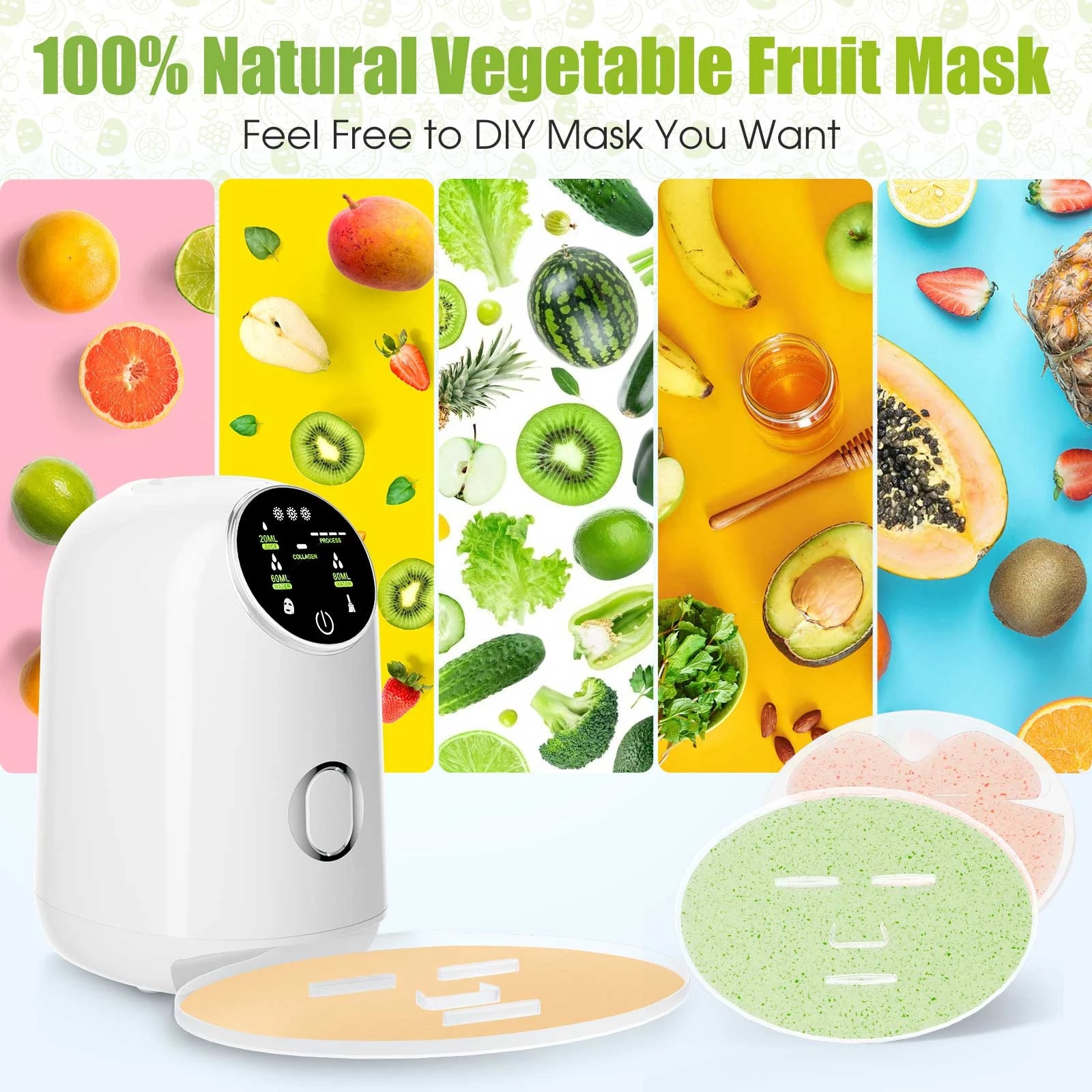 Face Mask Maker Automatic DIY Fruit Natural Vegetable Collagen Mask Smart Touch Screen Salon SPA Skin Care Homeuse Beauty Device