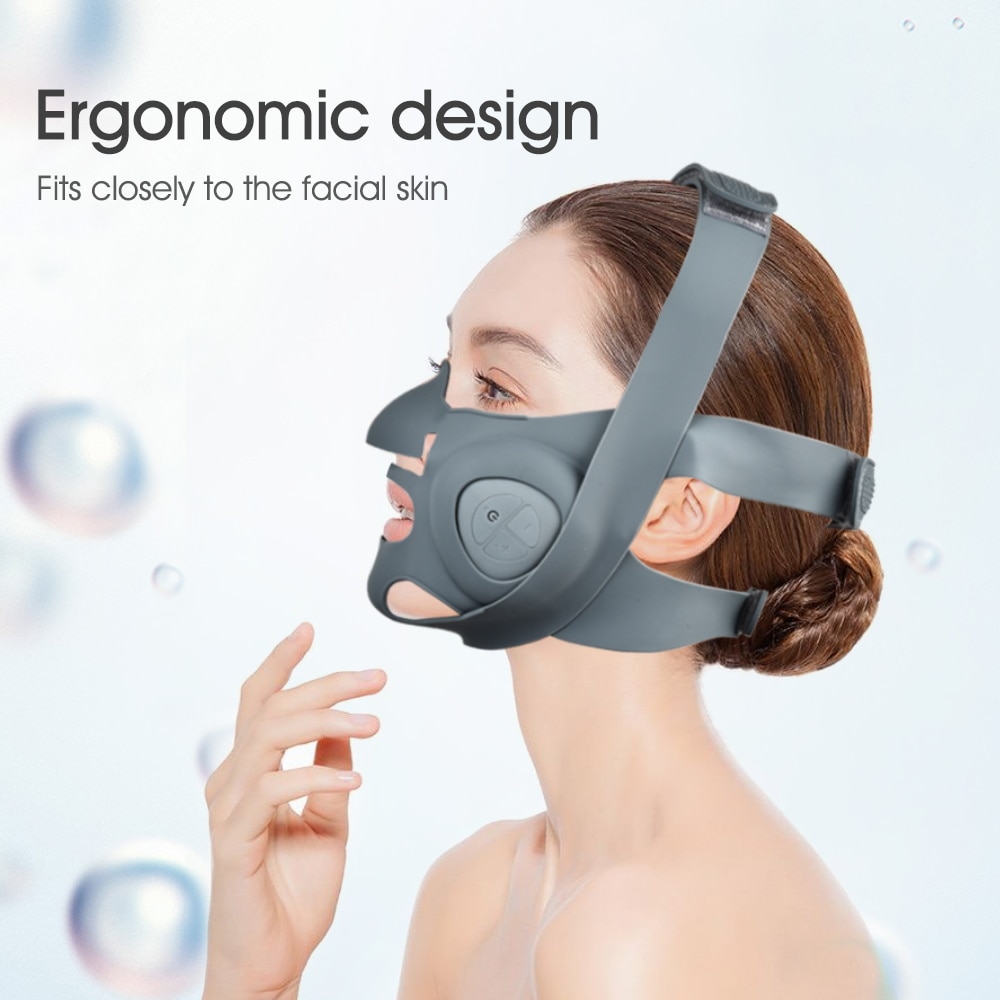 Electric V-shaped Thin Face Slimming Cheek Mask Massager Facial Lifting Machine V-Line Lift Up Belt Therapy Double Chin Reducer
