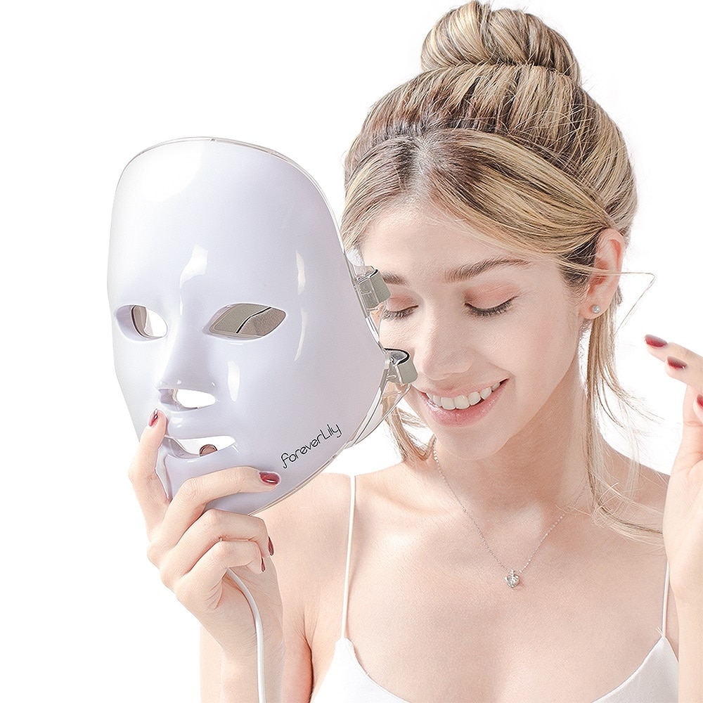 Foreverlily Minimalism 7 Colors LED Facial Mask Photon Therapy Anti-Acne Wrinkle Removal Skin Rejuvenation Face Skin Care Tools