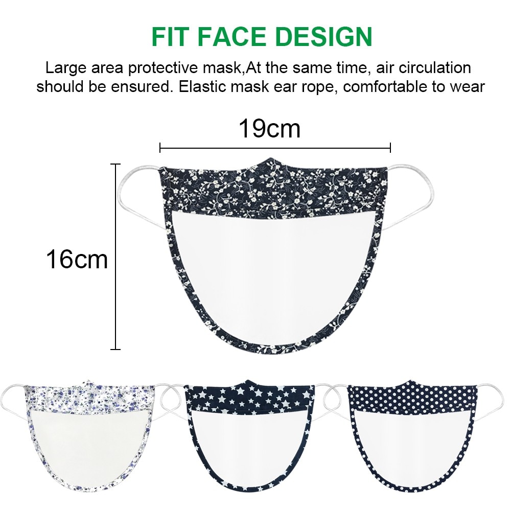 Mask For Face Fashion Mini Shield Washable Reusable Comfortable Transparent Visual PET Mouth Caps Masks Protection