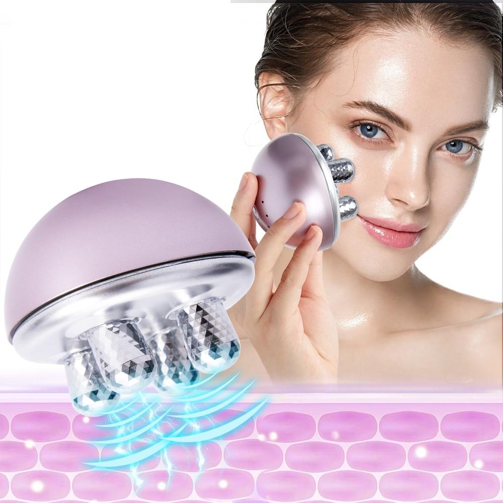 EMS 4D Face Massager Micro Current Anti Wrinkle Roller Vibration Back Neck Masssge Tool Handle Massager Lift Facial Skin Devices