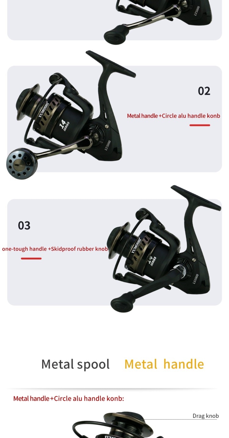 2021 New all metal 14 bearing Fishing reel rocker arm/folding rocker arm wear-resistant spinning wheel fishing reel