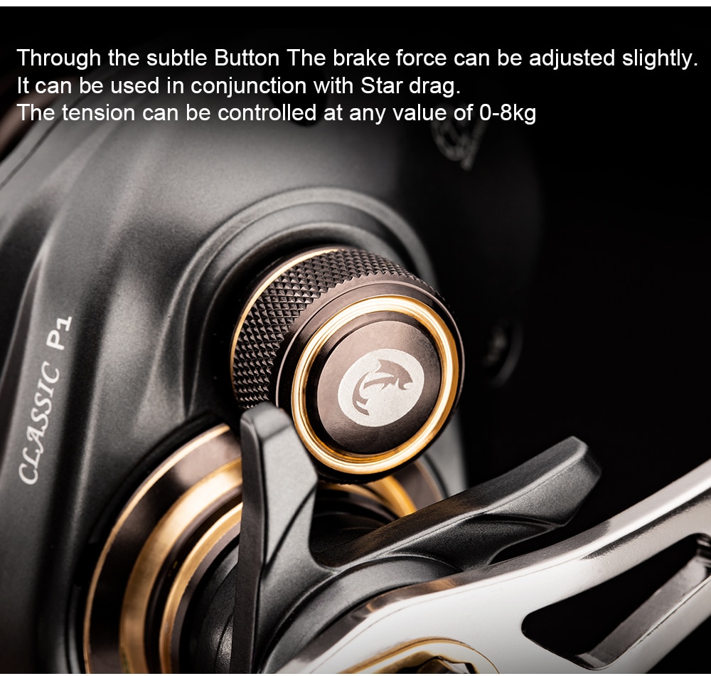 Obei Classic P1 Baitcasting Reel Dual Brake System Reel 8KG Max Drag 7+1 BBs 7.2:1 High Speed Fishing Power fishing Reel