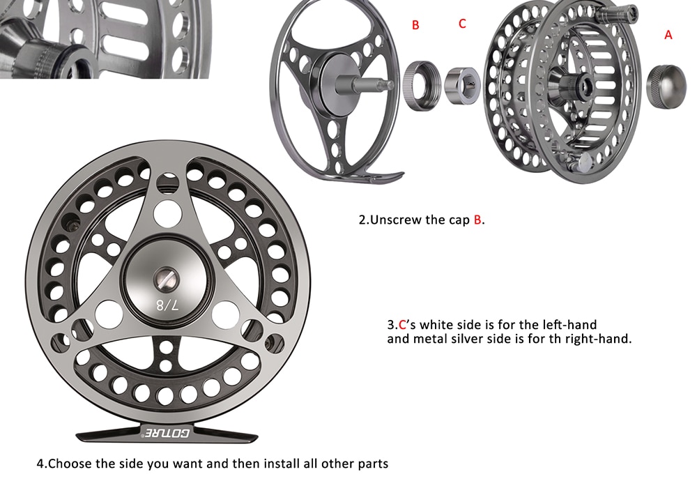 Goture 3/4 5/6 7/8 9/10 WT Fly Fishing Reels CNC-machined Large Arbor Fly Reel 2+1BB 1:1 For Trout Fishing Accessories