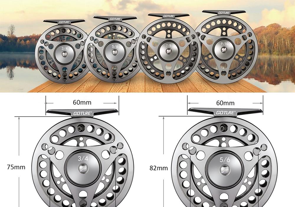 Goture 3/4 5/6 7/8 9/10 WT Fly Fishing Reels CNC-machined Large Arbor Fly Reel 2+1BB 1:1 For Trout Fishing Accessories