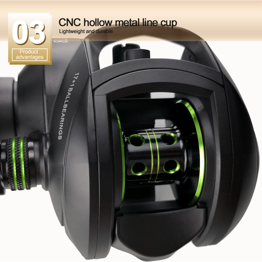 New Baitcasting Reel High Speed 8:1:1 Gear Ratio 17+1BB Fresh Saltwater Magnetic Brake System Ultralight Fishing ReeL 2000 Seri