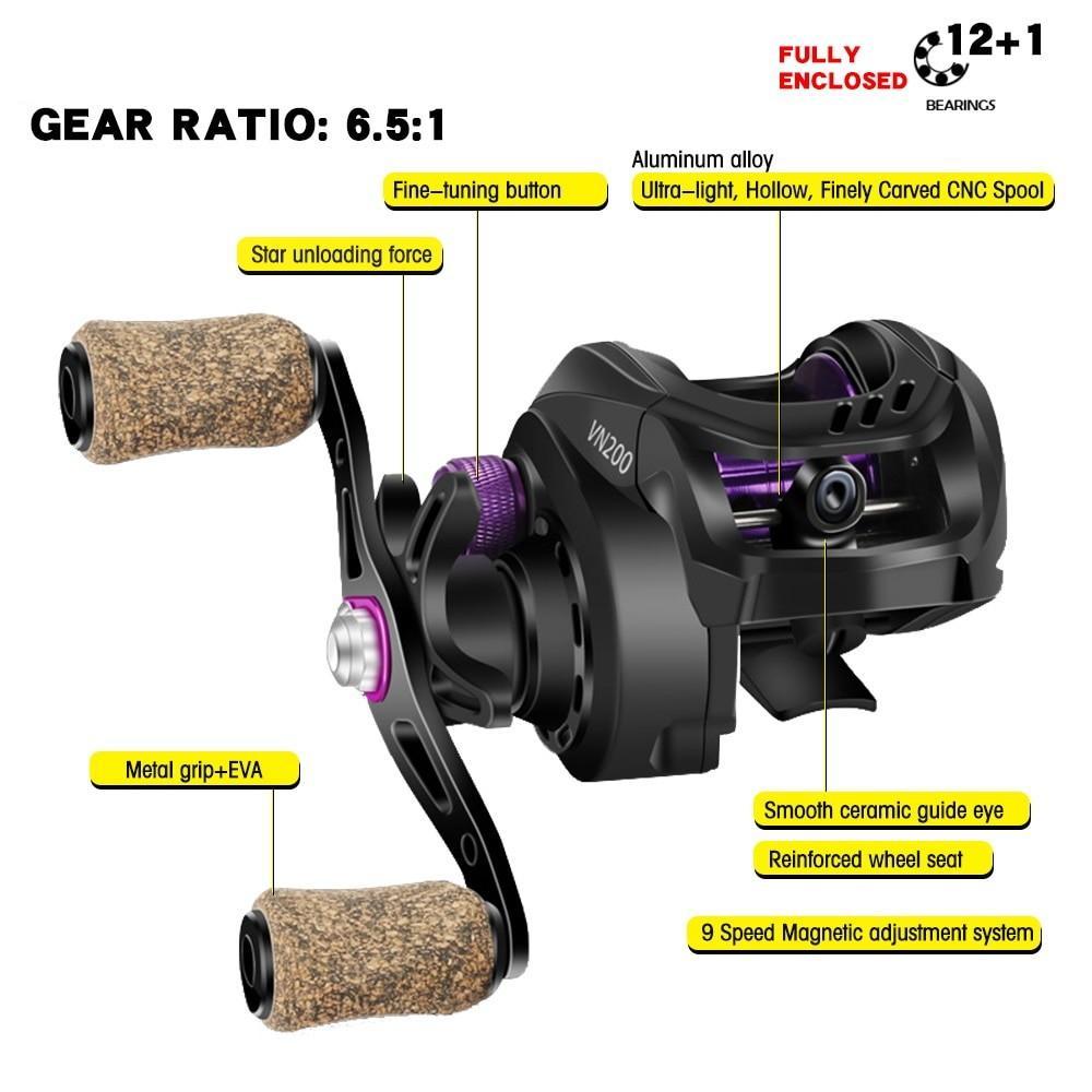 New Baitcasting Reel High Speed 8:1:1 Gear Ratio 17+1BB Fresh Saltwater Magnetic Brake System Ultralight Fishing ReeL 2000 Seri