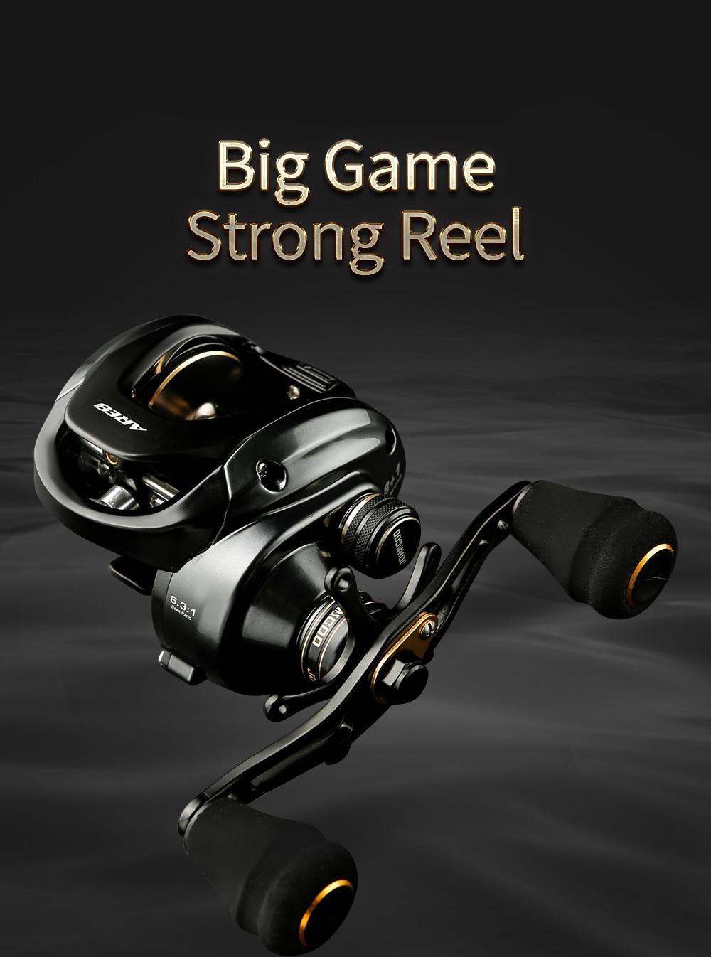 JOHNCOO ARES Baitcasting Reel Aluminum Frame Saltwater Fishing Reel 6.3:1 Gear Ratio 12kg Max Drag Low Profile Baitcast Reel